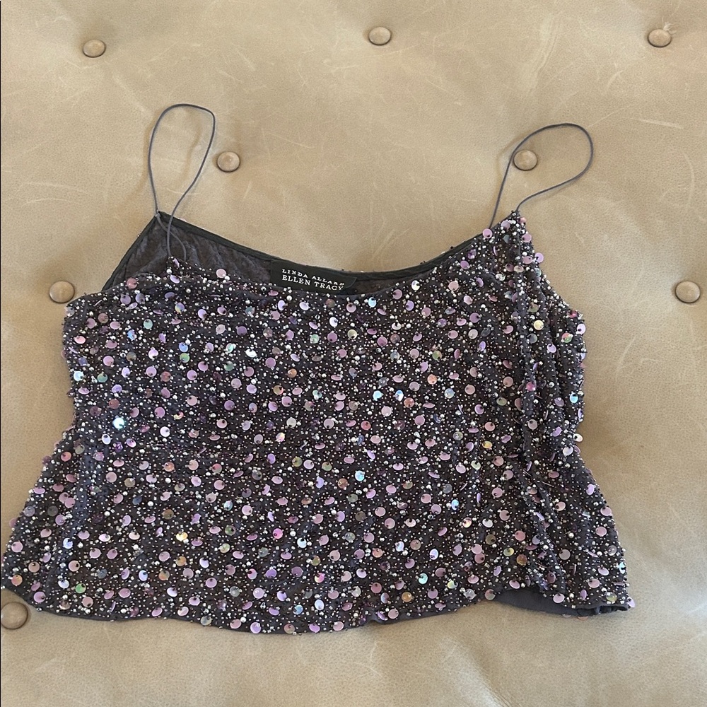 bebe Glittering Black Sequin Cami